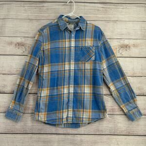 Bayflow Heavy Duty Flannel Button Down Shirt Men's Size L Blue Plaid‎